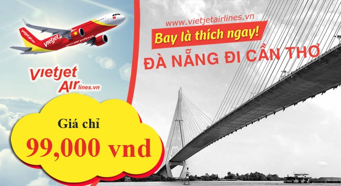 Vé máy bay Vietjet Air từ Đà NẴng đi Cần Thơ